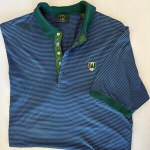 Bobby Jones Blue Green stripe golf Polo Shirt preppy tennis preppy coastal sport
